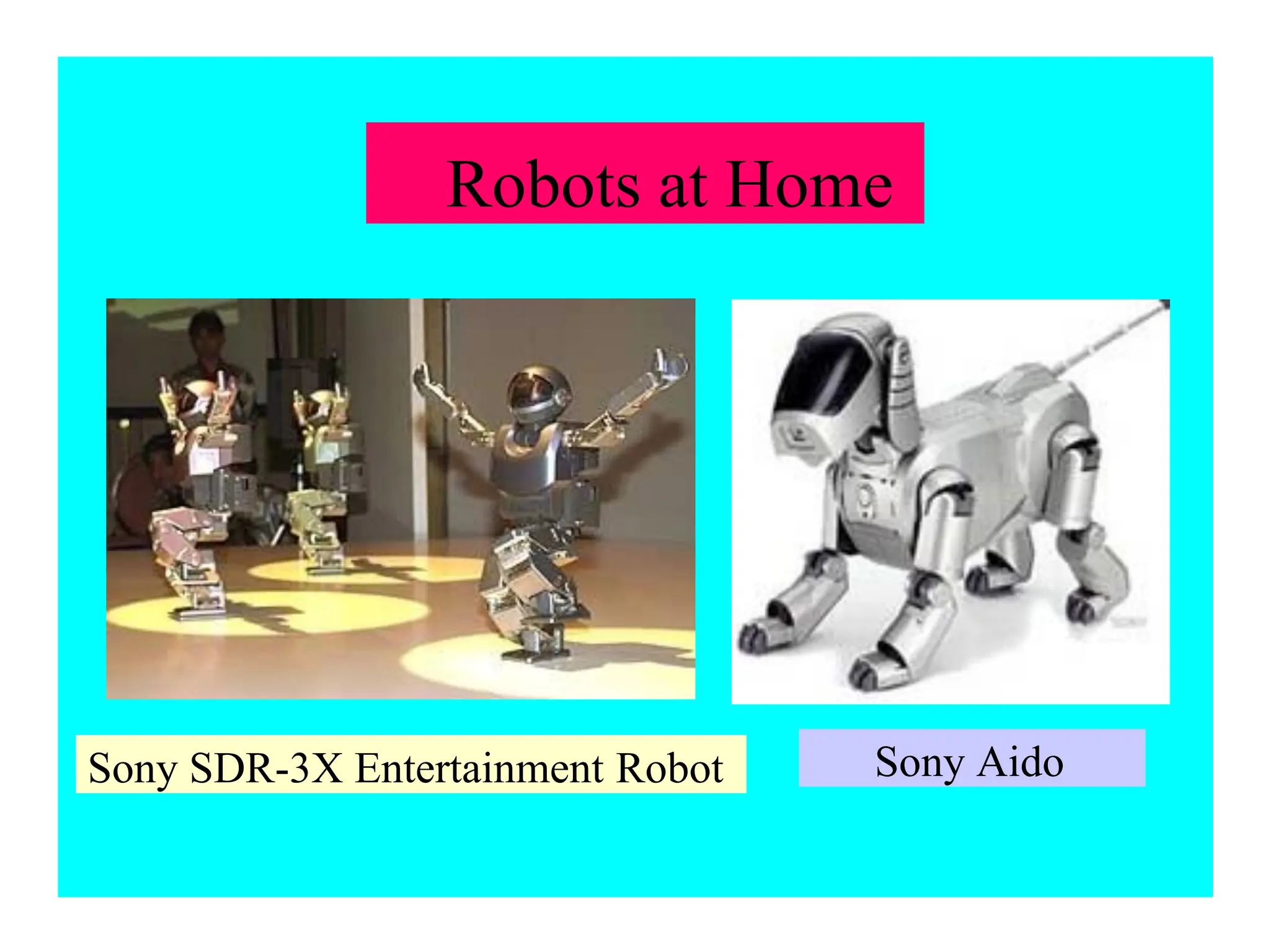 Robots at Home
Sony Aido
Sony SDR-3X Entertainment Robot
 