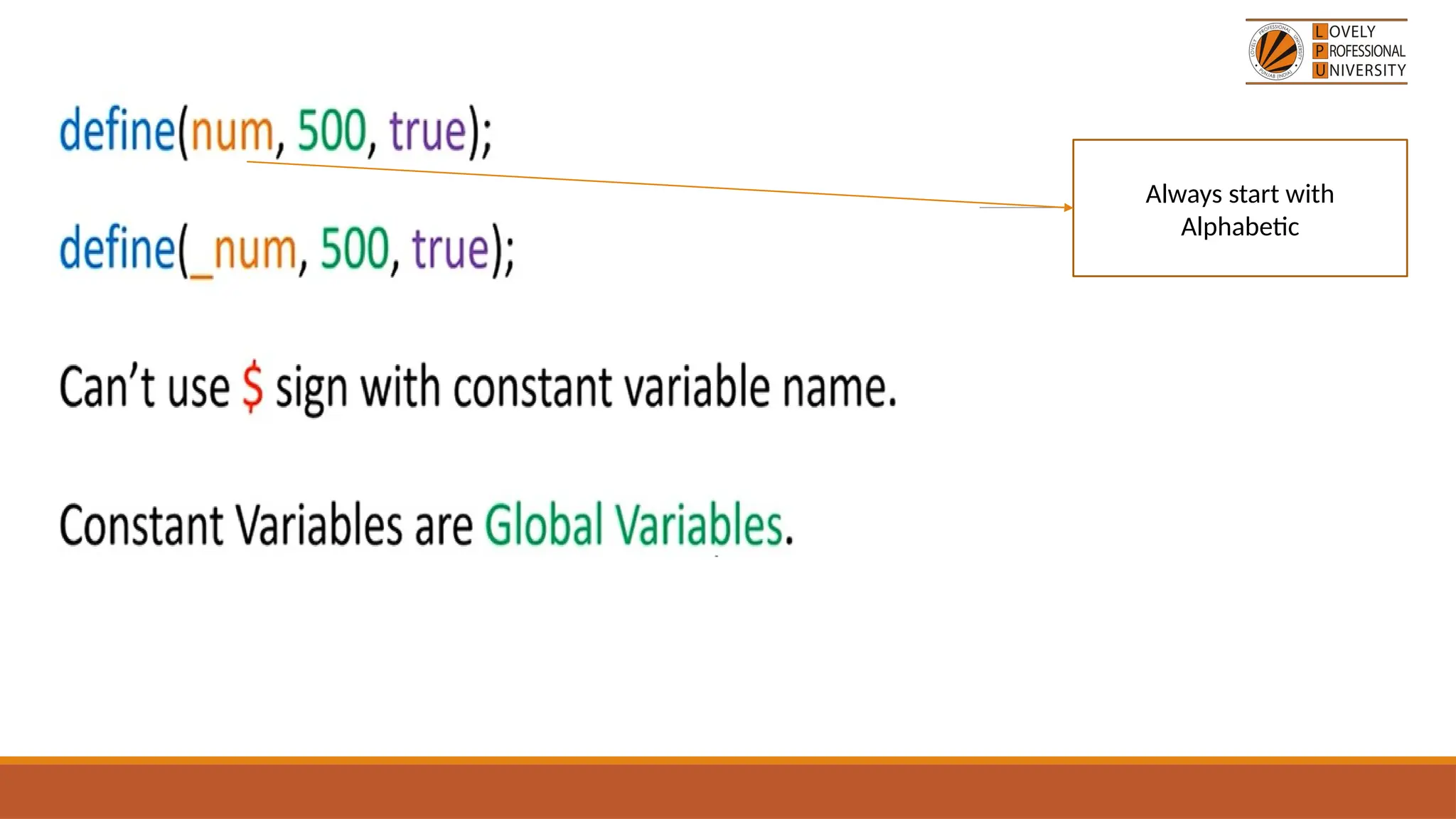 Always start with
Alphabetic
 
