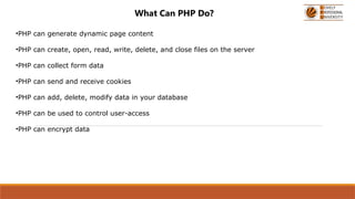 introduction to php and its uses in daily | PPTX