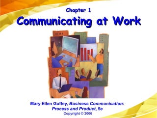 CChhaapptteerr 11 
CCoommmmuunniiccaattiinngg aatt WWoorrkk 
Mary Ellen Guffey, Business Communication: 
Process and Product, 5e 
Copyright © 2006 
 