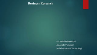 Business Research
Dr. Perini PraveenaSri
Associate Professor
Atria Institute of Technology
 