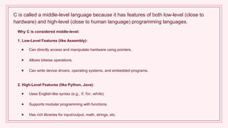 Unit 1 : Introduction Overview of C; | PPTX
