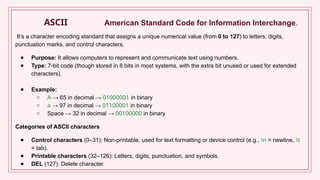 Computing Science Ascii Unit 1 : Introduction Overview of C; | PPTX