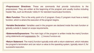 Unit 1 : Introduction Overview of C; | PPTX