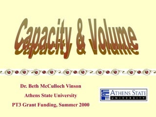 Dr. Beth McCulloch Vinson
Athens State University
PT3 Grant Funding, Summer 2000
 