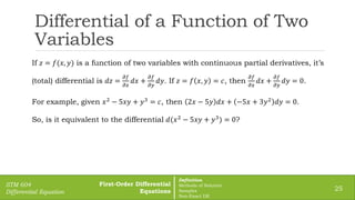 Introduction to Differential Equations and First-Order Differential ...