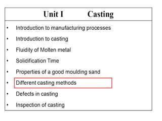 Fundamentals of Manufacturing Processes-Casting Technology