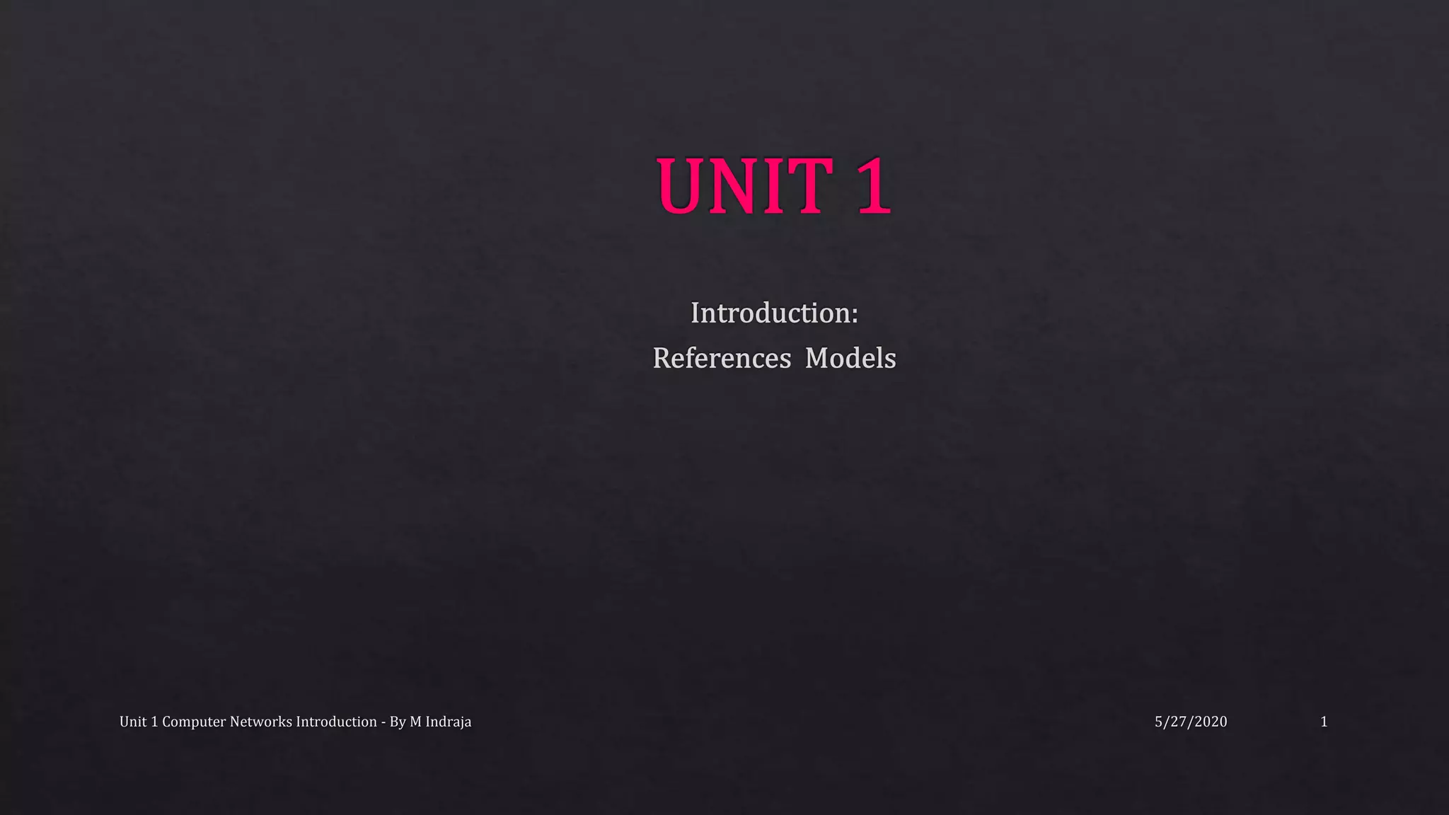 5/27/2020Unit 1 Computer Networks Introduction - By M Indraja 1
 
