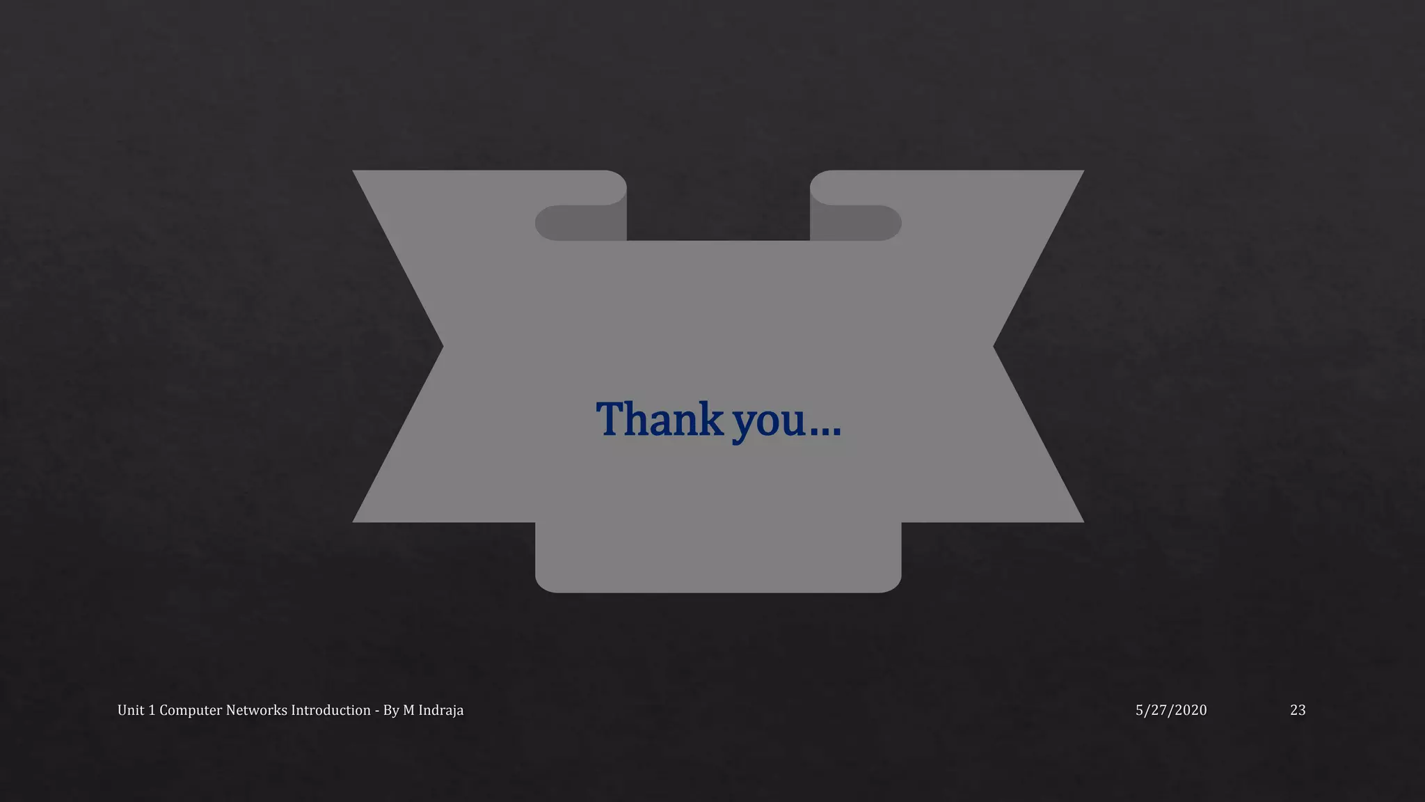 5/27/2020Unit 1 Computer Networks Introduction - By M Indraja 23
Thank you…
 