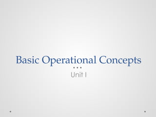 Basic Operational Concepts
Unit I
 