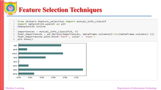 Feature Selection Techniques
Machine Learning Department of Information Technology
 