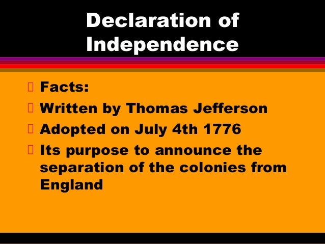 Declaration of independence facts