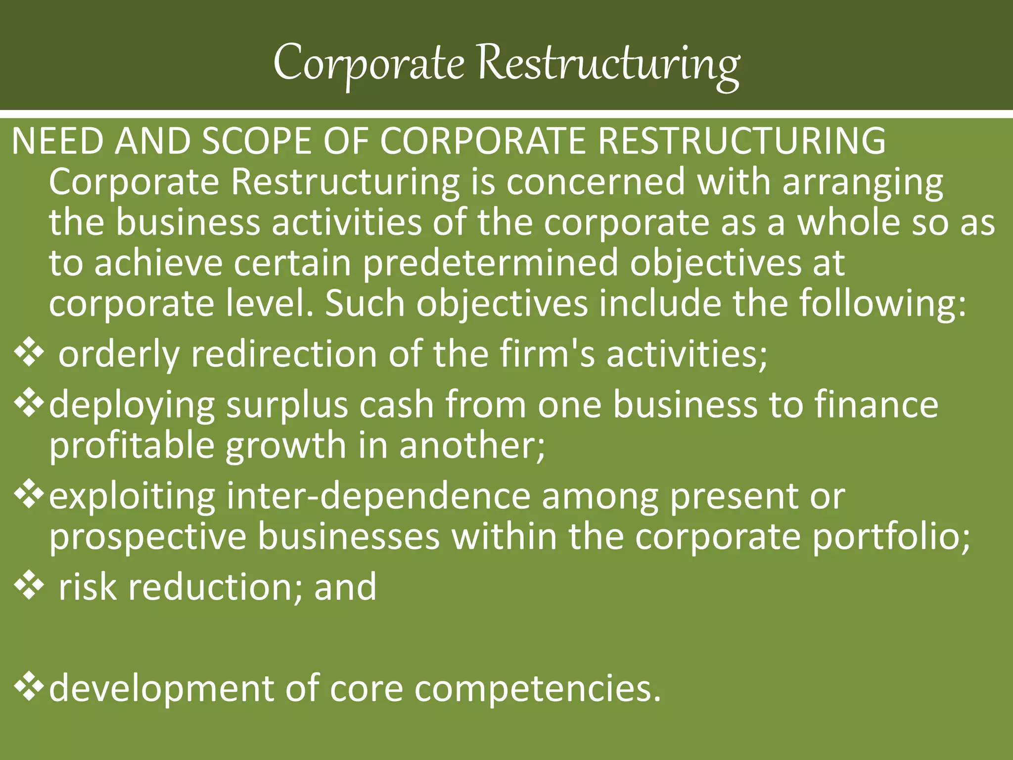 Unit 1 corporate restructuring | PPTX