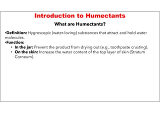 Humectants Definition Simple BP809ET COSMETIC SCIENCE (Theory) Unit 1 | PDF