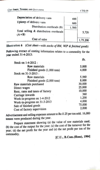 Unit 1 Cost Accounting   -    Cost sheet