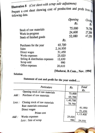 Unit 1 Cost Accounting   -    Cost sheet
