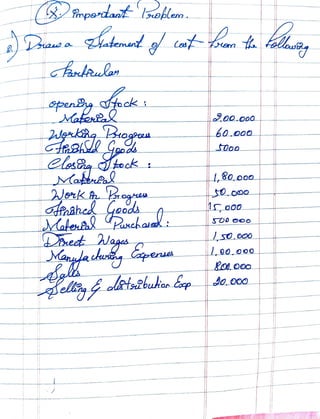 Unit 1 Cost Accounting   -    Cost sheet