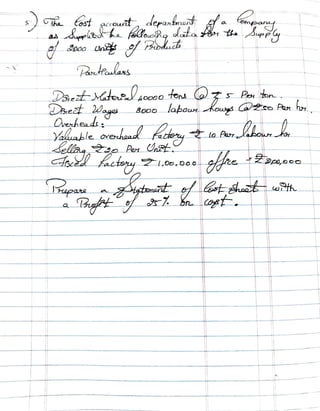 Unit 1 Cost Accounting   -    Cost sheet