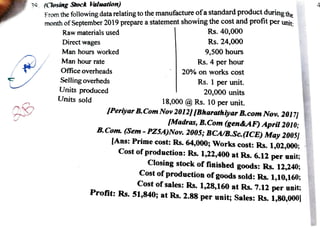 Unit 1 Cost Accounting   -    Cost sheet