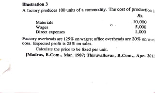 Unit 1 Cost Accounting   -    Cost sheet