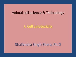 Animal cell science & Technology
3. Cell cytotoxicity
Shailendra Singh Shera, Ph.D
 