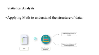 Statistical Analysis
•Applying Math to understand the structure of data.
 