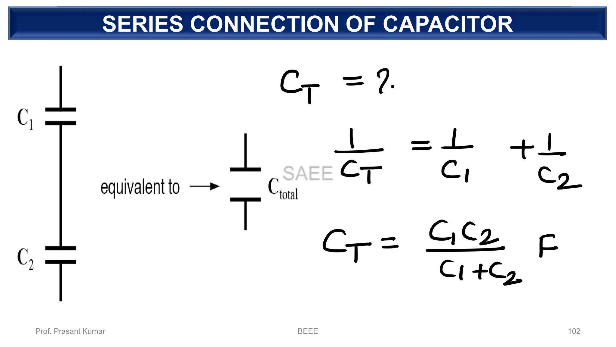 DEPENDENT SOURCESERIES CONNECTION OF CAPACITOR
Prof. Prasant Kumar BEEE 102
 