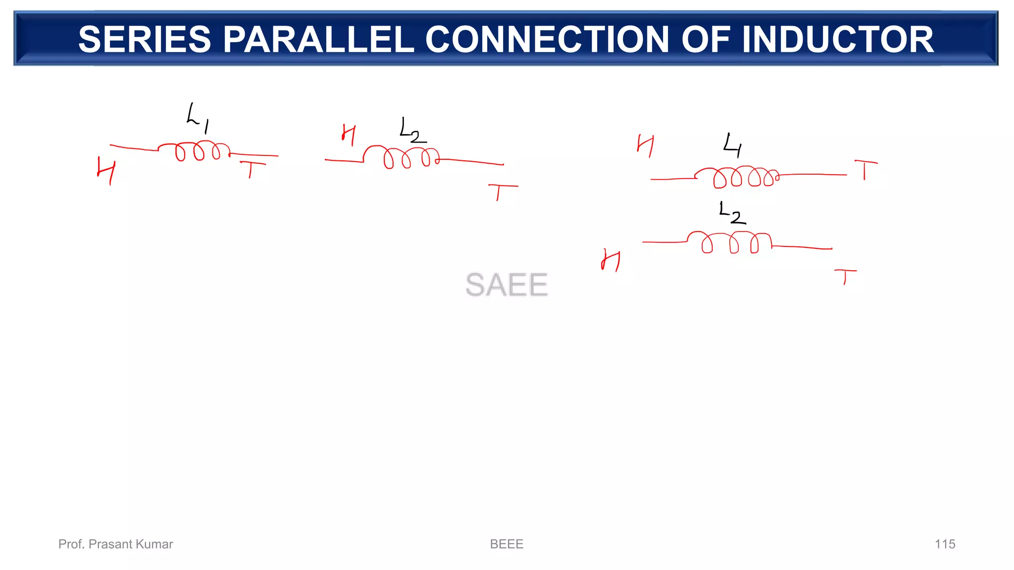 DEPENDENT SOURCESERIES PARALLEL CONNECTION OF INDUCTOR
Prof. Prasant Kumar BEEE 115
 