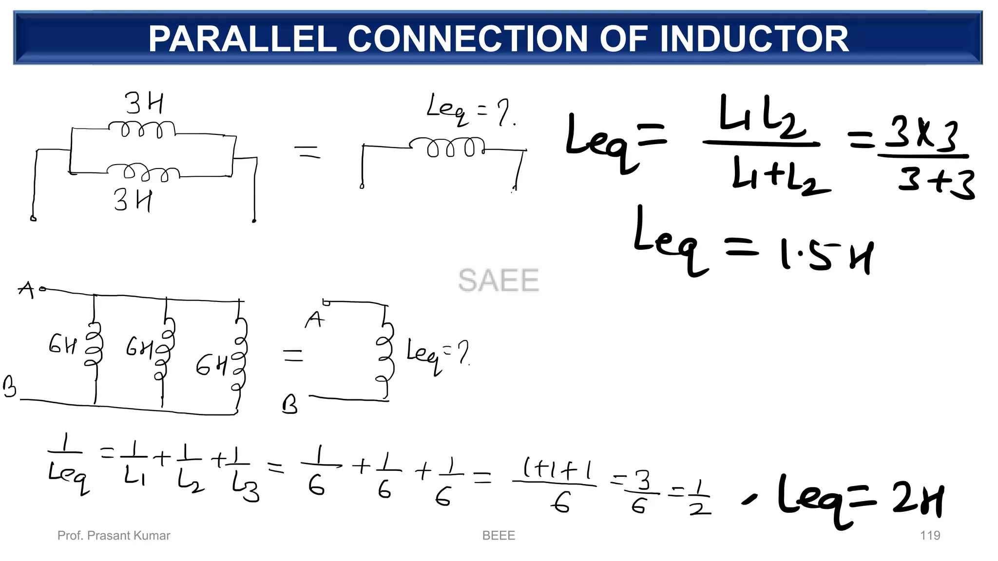 DEPENDENT SOURCEPARALLEL CONNECTION OF INDUCTOR
Prof. Prasant Kumar BEEE 119
 