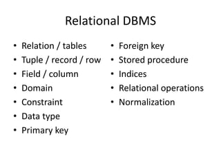Tuple In Rdbms Unit 1 DBMS | PDF
