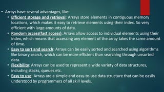 Data Structures in c contains basic of arrays sorting | PDF