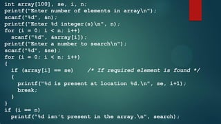 Data Structures in c contains basic of arrays sorting | PDF