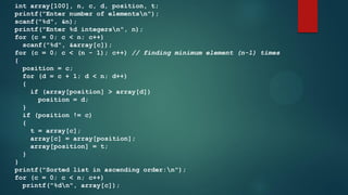 Data Structures in c contains basic of arrays sorting | PDF
