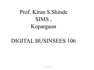 Unit I : E-commerce
Prof. Kiran S.Shinde
SIMS ,
Kopargaon
DIGITAL BUSINSEES 106
Prof. Kiran Shinde
 