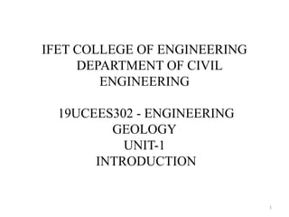 Engineering Geology UNit I power point presentation | PPTX