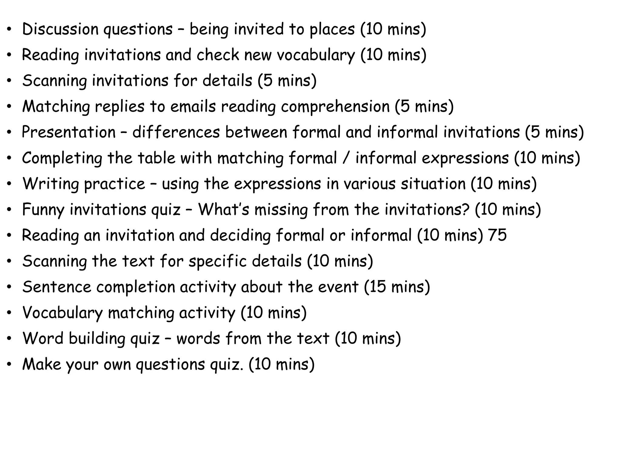 Unit 1 English for life Reading (Level 1) - Invitations.pptx
