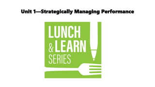 Unit 2—Strategically Managing Performance
Unit 1—Strategically Managing Performance
 