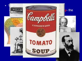 • 16th, 17th, 18th centuries
  – the start of the science of Phrenology- the
   reading of the bumps on your head
• 1879 William Wundt
  – Starts the field (or school) of psychology
    called Structuralism
  – It‟s basis is that your conscious is broken into
    two basic elements
     • Objective sensations
     • Subjective feelings
  – The mind functions by combining the these
    two basic elements
 