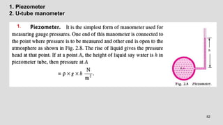 Properties of Fluids, Fluid Statics, Pressure Measurement | PPTX