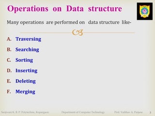 Operations on Data Structure- Several Operation performed on DS | PPT