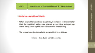 Fundamental of Programming Language UNIT-I | PPT