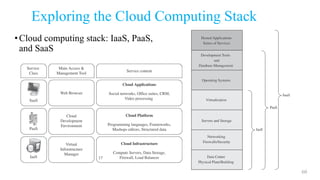 Exploring the Cloud Computing Stack
•Cloud computing stack: IaaS, PaaS,
and SaaS
60
 