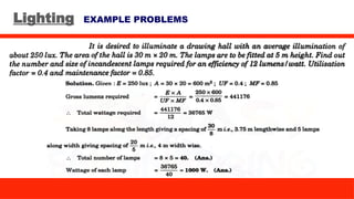 Lighting EXAMPLE PROBLEMS
 