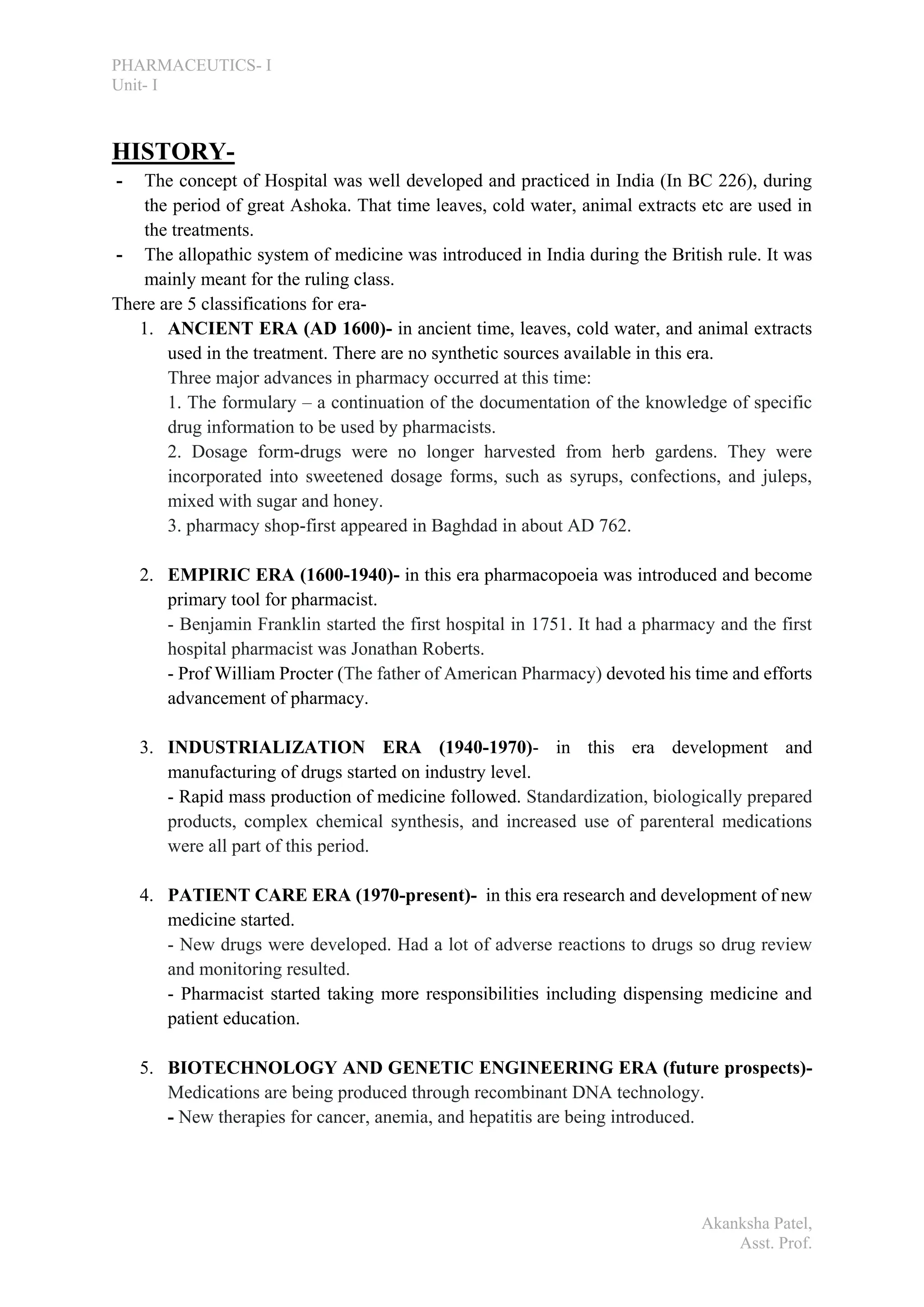 Historical background and development of profession of pharmacy | PDF