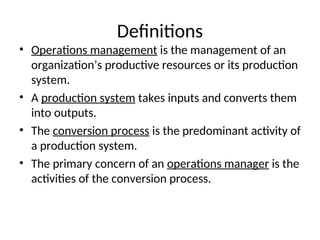 Operations Definition Unit 1 II.ppt about quality management and operations | PPT