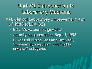 Intro to Laboratory Medicine | PPT