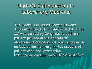Intro to Laboratory Medicine | PPT