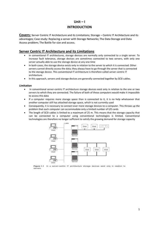 Storage Area Networks Unit 1 Notes
