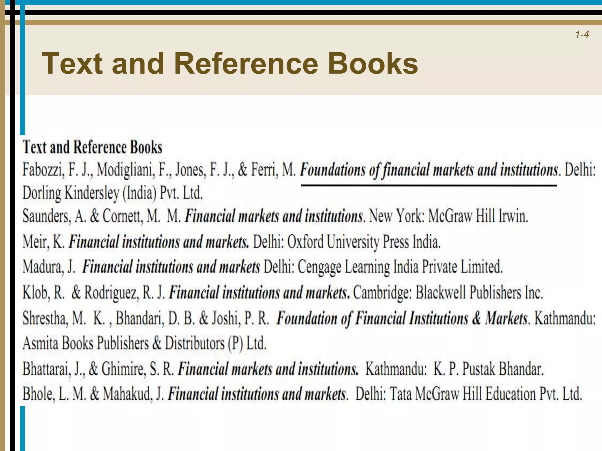 1-4
Text and Reference Books
 