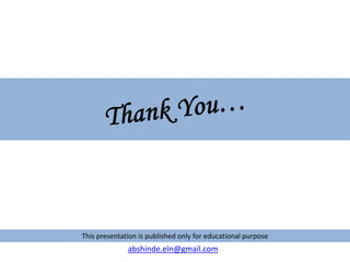 This presentation is published only for educational purpose
abshinde.eln@gmail.com
 